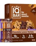 IQBAR Brain and Body Plant Protein Bars - Chocolate Lovers Variety - 12-Count - Keto, Vegan, Low Carb, High Fiber, Gluten Free, Dairy Free, Low Sugar Snack with Nutrients for Focus, Energy, Meal Replacement