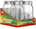 Wide Mouth Mason Jars 32 oz [4 Pack] With Mason Jar Lids and Bands, Mason Jars 32 oz - For Canning, Fermenting, Pickling - Jar Decor - Microwave/Freeze/Dishwasher Safe.