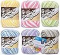 Lily Sugar'n Cream 100% Cotton Yarn 6-Pack Bundle with Bella's Crafts Stitch Markers (Pastel Ombres)