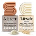 Kitsch Rice Water Protein Solid Shampoo and Conditioner Set for Hair Growth – Strengthening Hair Care Duo w/Rice Protein & Vitamins for Damage Repair – Paraben, Sulfate & Silicone Free, Made in USA