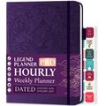 Legend Hourly Schedule Planner PRO Dated Jan 2026-Jan 2027 – Deluxe Weekly & Daily Organizer with Time Slots. Appointment Book Journal for Work & Time Management, A4 Hardcover, Purple